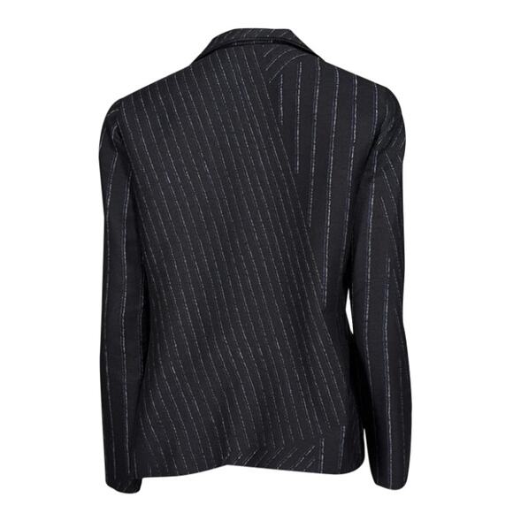 LAFAYETTE 148 navy blue light white striped wool silk blend clasp front blazer - Picture 2 of 10